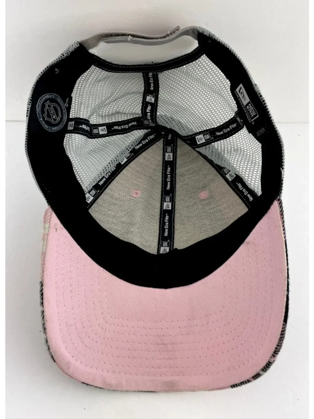Detroit Red Wings Hat Cap Pink Check Plaid Strap Back New Era Womens